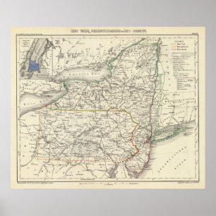 Pôster New York, Pennyslvania, and New Jersey