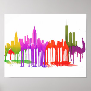 POSTER NEW YORK, POÇAS DA SKYLINE DE NY -
