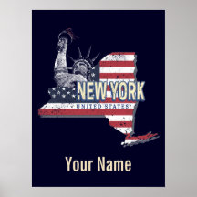 New York State Estados Unidos Retro Map Vintage EU