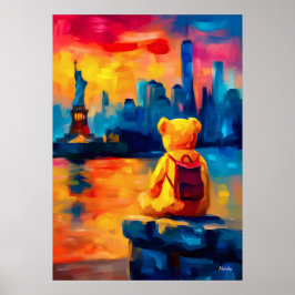 Poster New York Teddy Fauvist Liberty Sunset Print