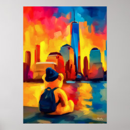 Poster New York Teddy Fauvist Manhattan Sunset Print