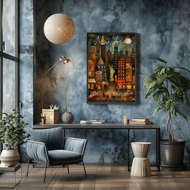 Pôster New York: The City That Never Sleeps - Whimsical (Criador carregado)