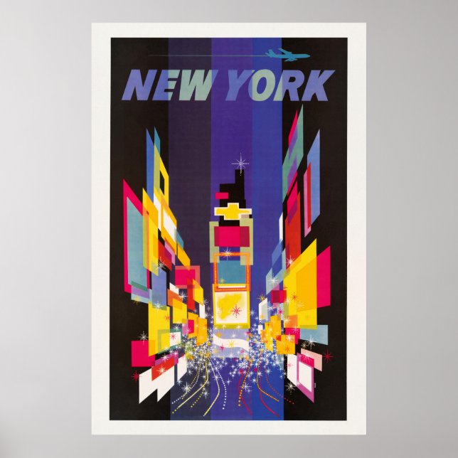 Poster New York Times Square por abstrato da noite (Frente)