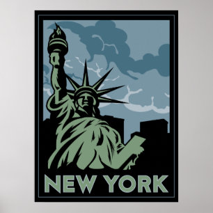 Poster new york united states usa vintage retro travel