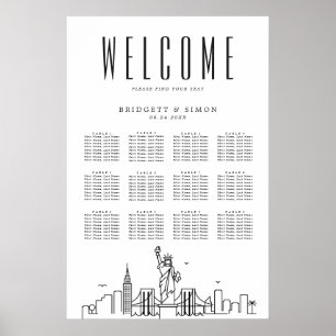 Poster New York Wedding   12 Gráfico de assentos de Mesa