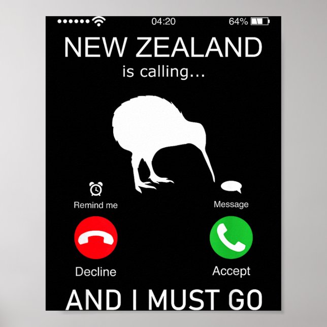 Poster New Zealand Is Calling And I Must Go, Zealand Funn (Frente)