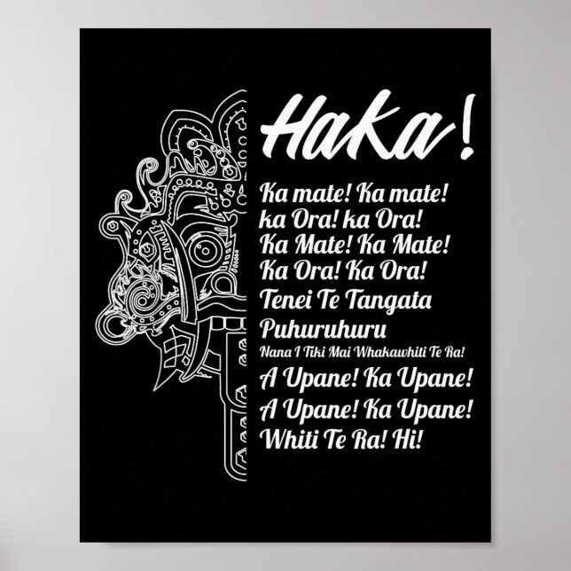 Poster New Zealand Maori Haka - Ka Mate Rugby Tee  (Frente)