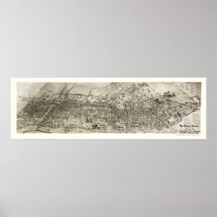 Pôster Newark, mapa panorâmico de NJ - 1907