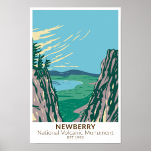 Poster Newberry National Volcanment Oregon Vintage