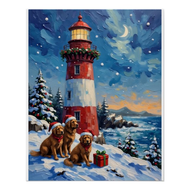 Pôster Newfoundland Christmas Lighthouse Holiday (Frente)