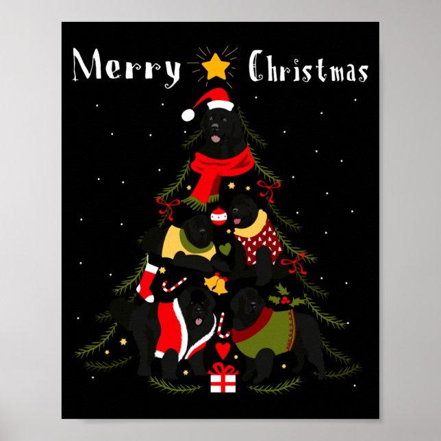 Poster Newfoundland Christmas Tree Xmas Dog Lover  (Frente)