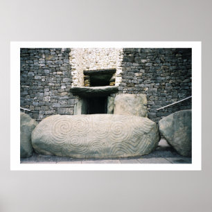 Poster Newgrange Ireland, símbolos de pedra espirais