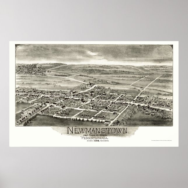 Poster Newmanstown & Sheridan, PA Panorâmica Map - 1898 (Frente)
