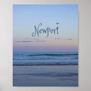 Poster Newport Beach California Ocean Sunrise Azul