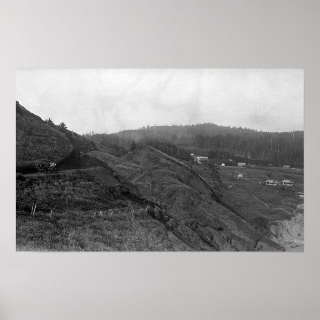 Pôster Newport, Oregon Scene na Imagem de Agate Beach (Frente)