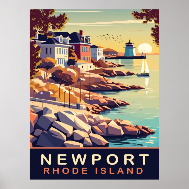 Poster Newport, Rhode Island, costa, Viagem (Frente)