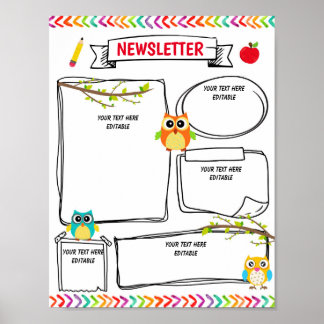 Poster Newsletter da sala de aula - Modelo editável