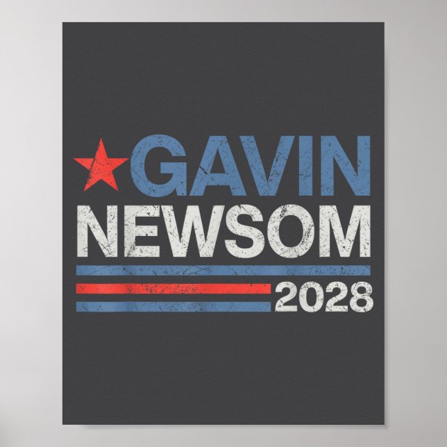 Poster Newsom 2028 President 48 Us Flag Election Campaign (Frente)