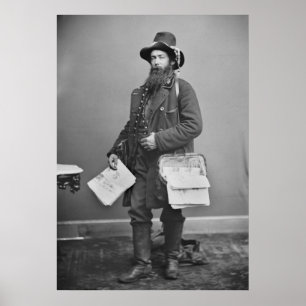 Pôster Newspaperman da guerra civil, 1860s