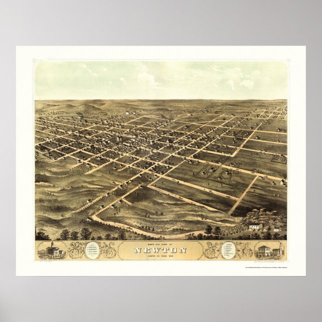 Poster Newton, IA Panorâmica - 1868 (Frente)
