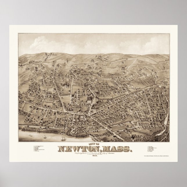 Pôster Newton, Mapa Panorâmico MÃE - 1878 (Frente)