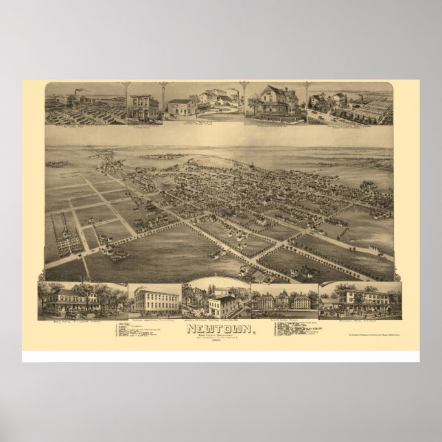 Poster Newtown, PA Panorâmica - 1893 (Frente)