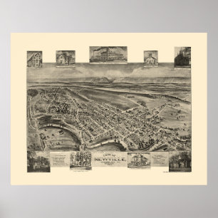Poster Newville, mapa panorâmico do PA - 1903
