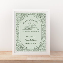 Poster Next Chapter Book Theme Bridal Shower Welcome