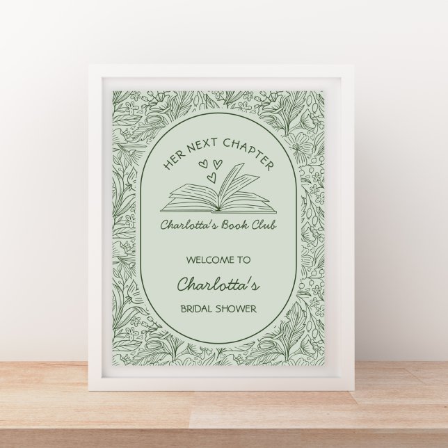Poster Next Chapter Book Theme Bridal Shower Welcome (Next Chapter Book Theme Bridal Shower Welcome Poster)