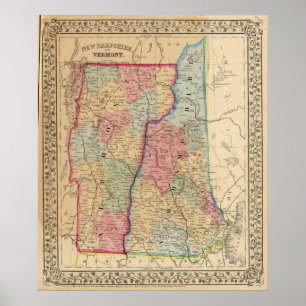 Pôster NH, mapa de Vermont por Mitchell