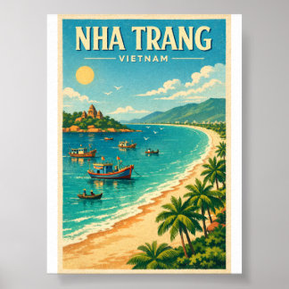 Poster nha trang vietnam viagem retrô 2026