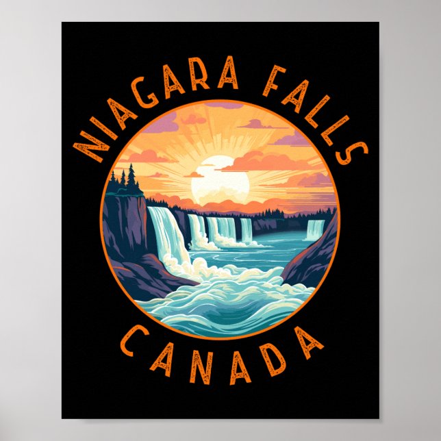 Poster Niagara Falls Canada Retro Distressed Circle  (Frente)