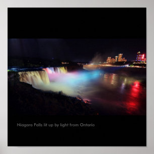 Pôster Niagara Falls iluminou-se acima pela luz de