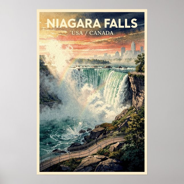 Poster Niagara Falls Viagem Antiga (Frente)