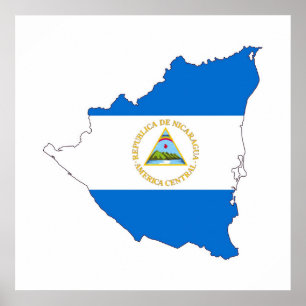 Pôster nicaragua country flag map shape symbol