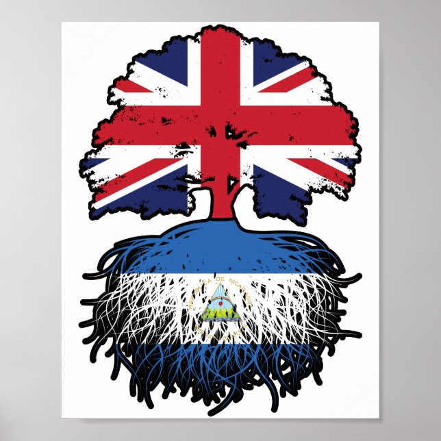 Poster Nicarágua, Nicarágua, Bandeira das Raízes das Árvo (Frente)