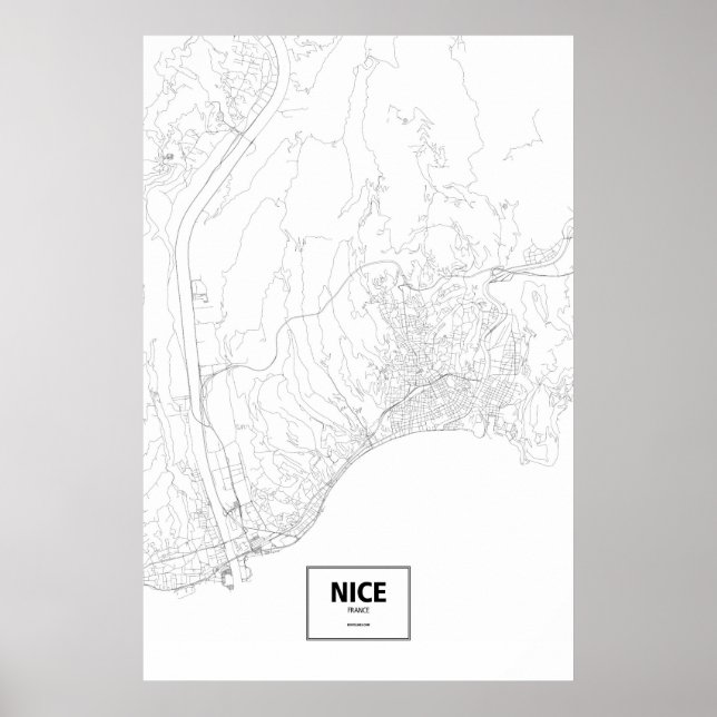 Pôster Nice, França (preto no branco) (Frente)