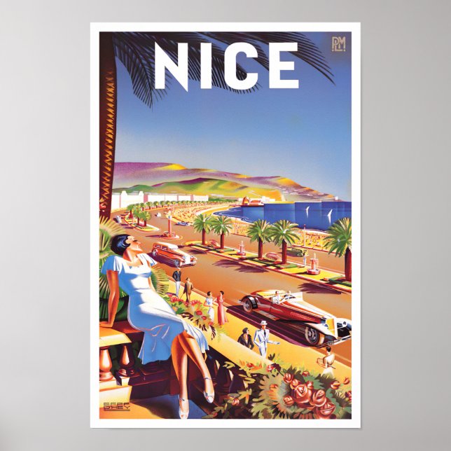 Poster Nice France viagens vintage (Frente)