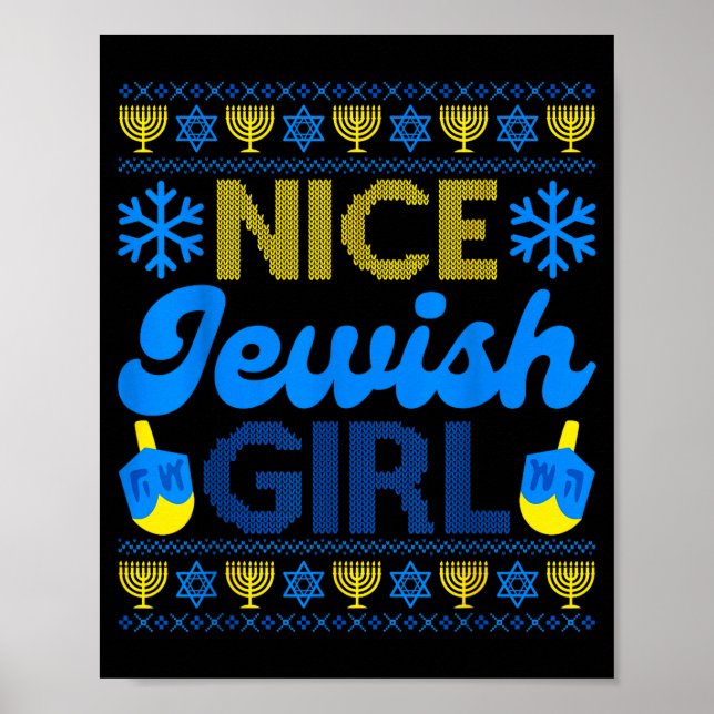 Poster Nice Jewish Girl Ugly Happy Hanukkah Sweater Chanu (Frente)