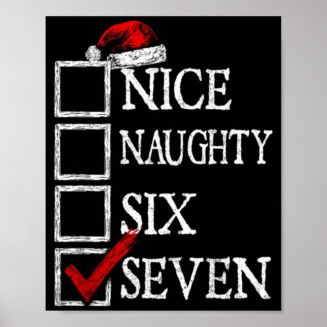 Poster Nice Naughty 67 Christmas Funny Meme Six Seven  (Frente)