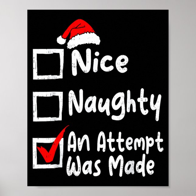 Poster Nice Naughty An Attempt Was Made Funny Christmas L (Frente)