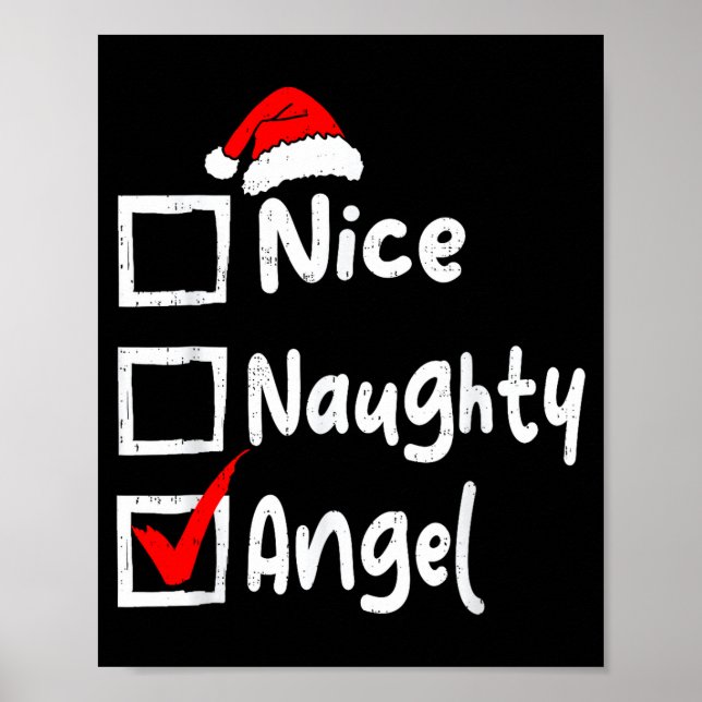 Poster Nice Naughty Angel Funny Christmas List Family Mat (Frente)