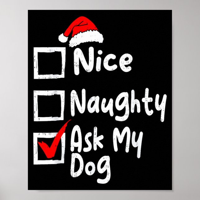 Poster Nice Naughty Ask Dog Funny Christmas List Family M (Frente)