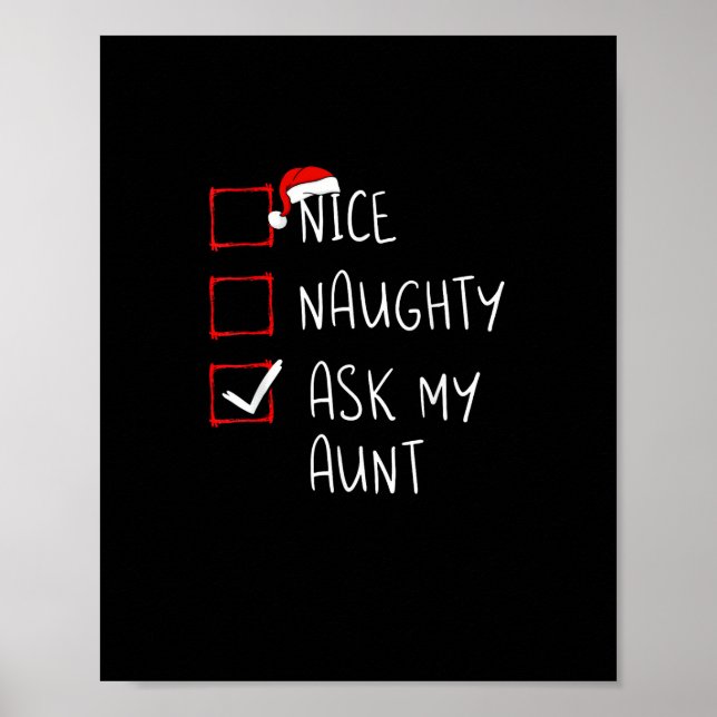 Poster Nice Naughty Ask My Aunt Christmas List Xmas   (Frente)