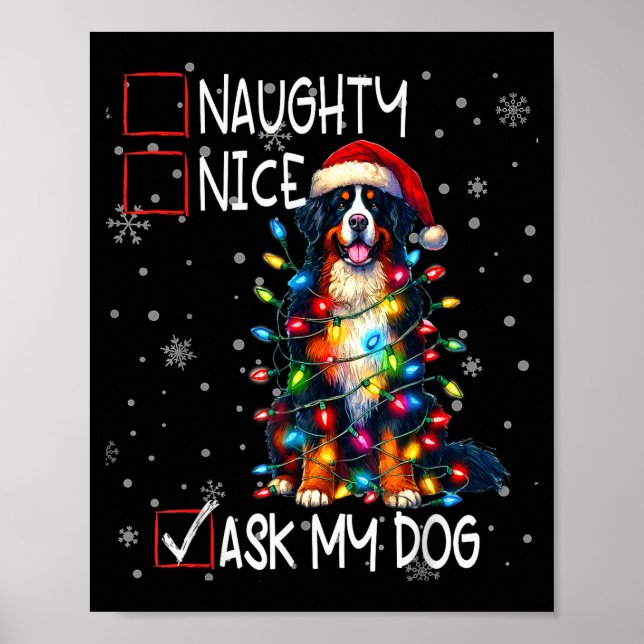 Poster Nice Naughty Ask My Dog Christmas List Xmas  (Frente)