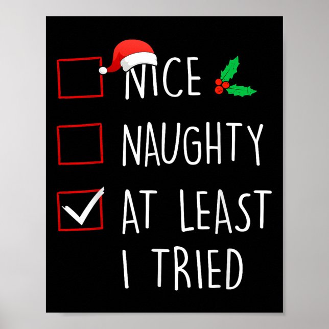 Poster Nice Naughty At Least I Tried Christmas Family Mat (Frente)