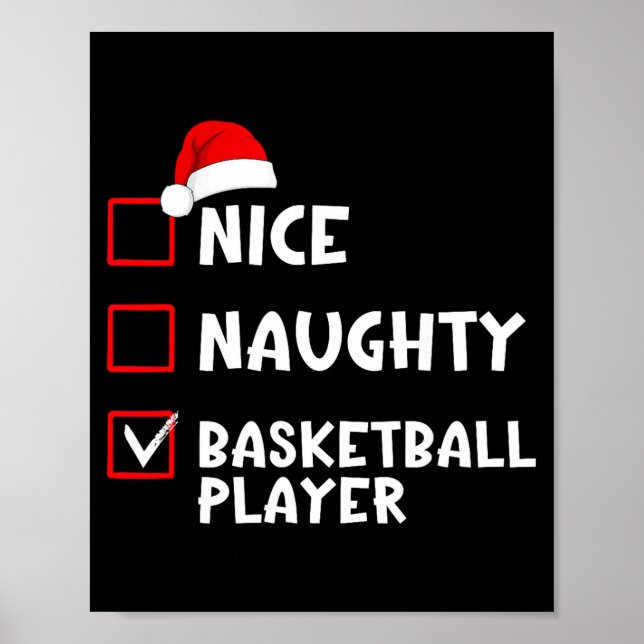 Poster Nice Naughty Basketball Player Funny Christmas Lis (Frente)