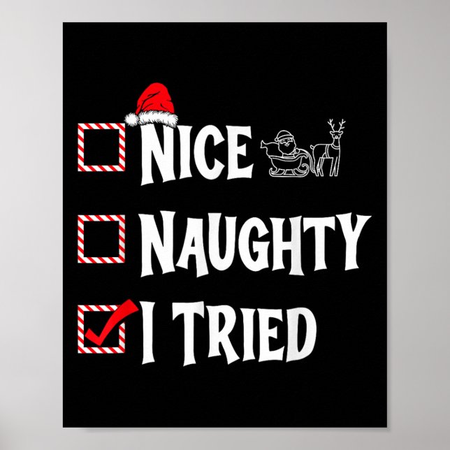 Poster Nice Naughty - I Tried Christmas List  (Frente)