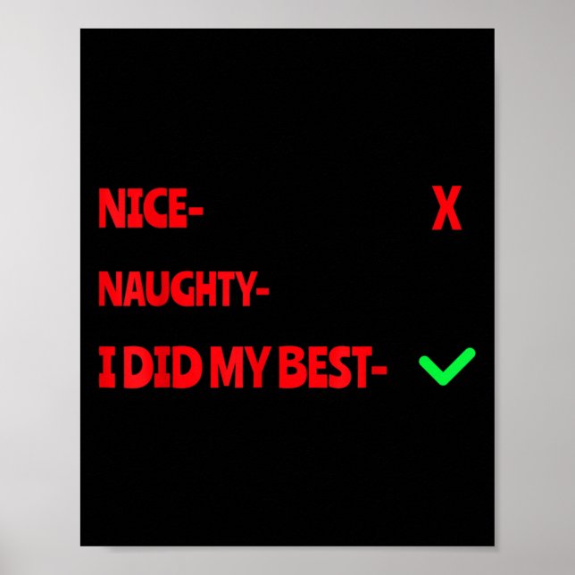 Poster Nice Naughty I Tried Funny Christmas Matching  (Frente)