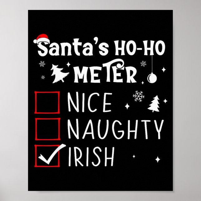 Poster Nice Naughty Irish Christmas List Santa Claus Iris (Frente)